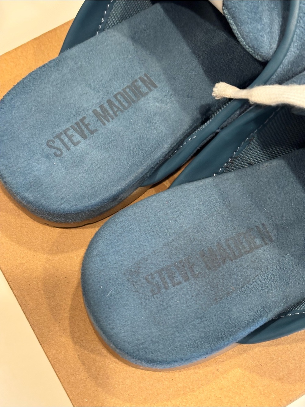 Steve Madden Blue Suede Lace-Up Mule Slides - Picture 2 of 2